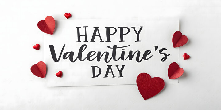 Happy Valentine's Day celebration card illustration with red hearts and I love you message text