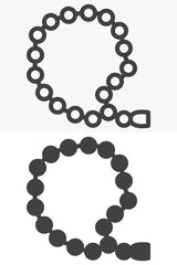 Muslim rosary vector icon in line and solid different style