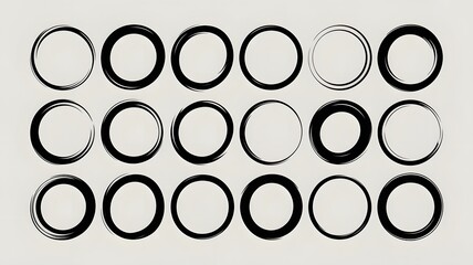 Collection of imperfect hand drawn black circles round