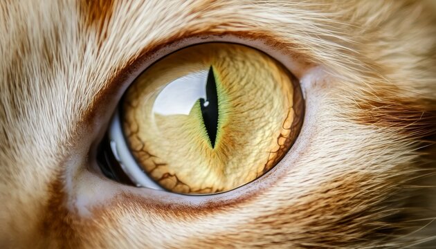 Close-Up of a Ginger Cat s Eye with Captivating Amber Depth and Striking Ocular Detail in Focus - Powered by Adobe