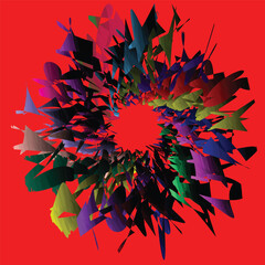 Abstract art made of colored particles