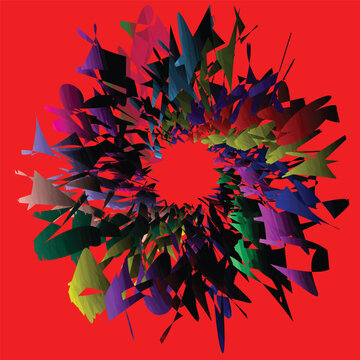 Abstract art made of colored particles