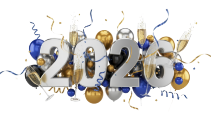 Celebrate 2026 Festive New Year's Eve Party Decorations and Champagne