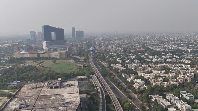 Aerial footage of Noida&rsquo;s elevated flyovers, green stretches, and apartment blocks capturing the region&rsquo;s strong infrastructure growth.