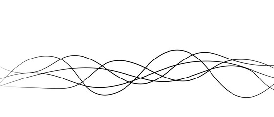 Thin line wavy abstract vector background. Curve wave pattern. Vector line art striped graphic template.