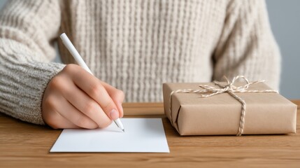 business season, holiday e-commerce, Personalized Handwritten Thank You Note in Festive Packaging for Delivery