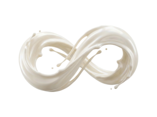 White liquid infinity symbol splashing and swirling. isolated on transparent background