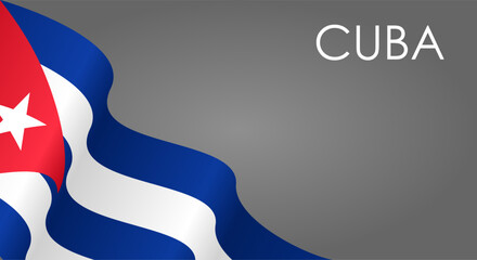 Cuban flag waving on gray background layout. Vector illustration.