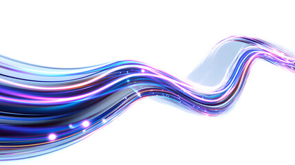 Light trail wave, fire path trace line, car lights, optic fiber and incandescence curve twirl, abstract background in blue and purple neon glow colors on white background Stock Illustration 