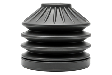 Black rubber constant velocity joint boot for a drive shaft on isolated background