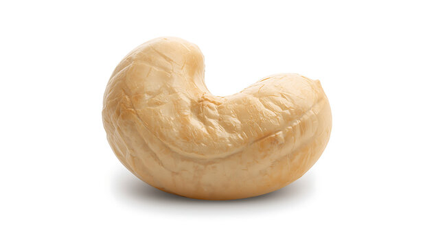 realistic single cashew nut isolated on a clean white background showcasing its smooth curved shape natural beige color detailed texture and high quality food ingredient presentation