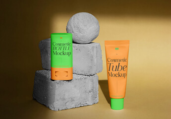 Cosmetic Tube and Bottle Mockup