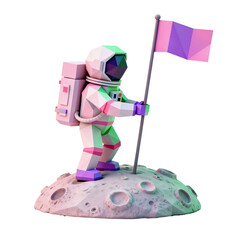 Astronaut Holding Flag – Space Exploration Concept.png