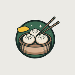 vector illustration of a plate of momo