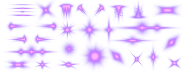 Violet star set glows with soft yellow light. PNG. Sparkling particles, dust, and tiny stars float gently. Radiant purple light beams extend outward in luminous patterns.