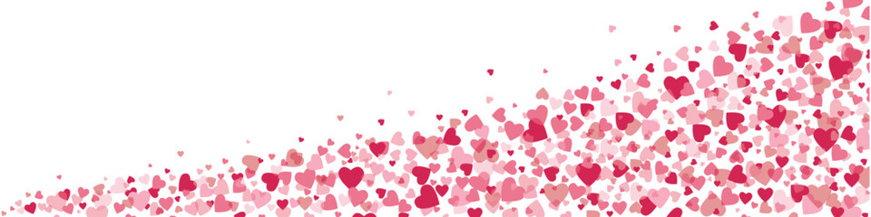 Love valentine background with pink hearts on transparent background. Vector banner, postcard, background. The 14th of February.