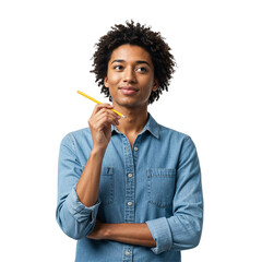 Man Holding Pencil Thinking – Creative Idea Concept.png