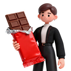 Boy Holding Chocolate Bar – Child Happiness Concept.png