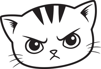 Cute kiiten face outline, cat head outline, cat head silhouette