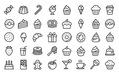Collection of Dessert and Sweet Treat Icons A Culinary Delight.