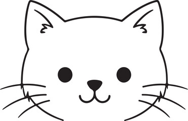 Charming Cat Kitten Face Outline,  Beautifull cat head silhouette