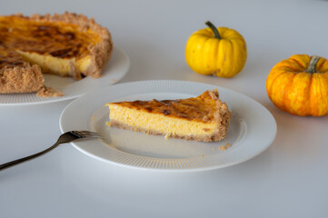 Slice of Homemade Pumpkin Cheesecake