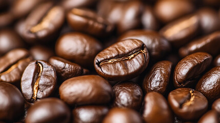 Close-up top view of numerous coffee beans, showcasing rich brown tones and natural texture. The scene evokes freshness, coffee culture, brewing, aroma, and culinary appeal for coffee lovers.