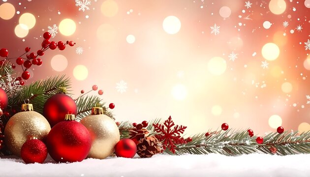 Festive Christmas Ornament Arrangement A Warm and Joyful Holiday Background - Powered by Adobe