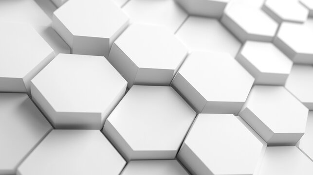 Modern futuristic background featuring white hexagonal metallic grid with abstract geometric patterns. The scene evokes technology, innovation, digital design, scientific concepts, and dynamic seismic
