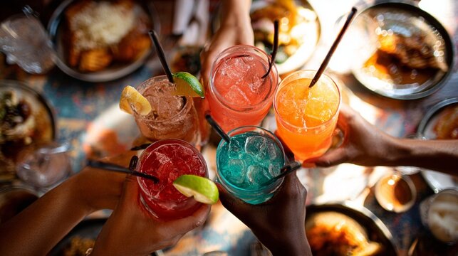 Cocktail Toast with Friends at a Party