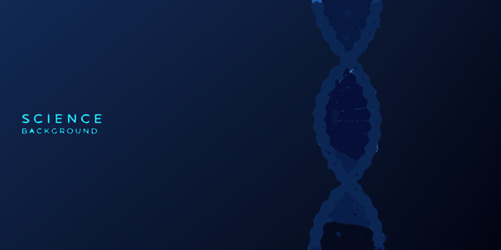 Abstract dna strand on dark blue background for science and technology