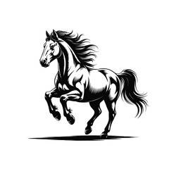 powerful horse in motion, silhouette vector design on a white background