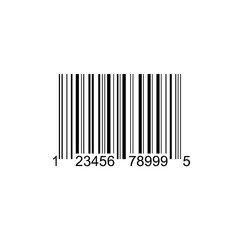Fake UPC (Universal Product Code) line barcode icon label with serial number for product mockups and graphics uses illustration.