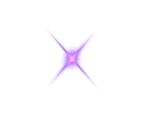 Brilliant purple star emits shimmering light. PNG. Clouds of glitter, drifting dust, and sparkling stars float nearby while radiant beams and glowing sparks expand outward.