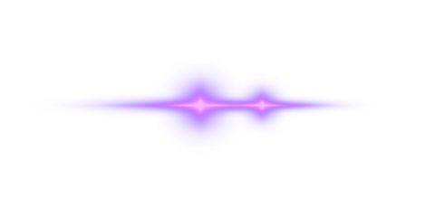 Bright violet lens flare on Transparent background. Futuristic energy streak with shimmer, flare, and neon glow. Png. Glowing horizontal purple light line with radiant shine and beam effect. 