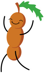 Cute Tamarind Fruit Character Illustration. Editable color vector