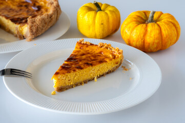 Slice of Homemade Pumpkin Cheesecake