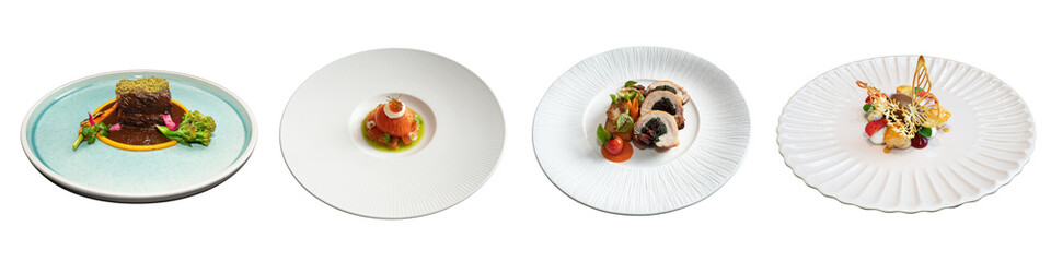 Variety of artistic dishes, each one unique and delicious looking