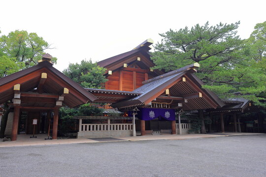 Atsuta jingu Shrine, a revered Shinto shrine surrounded by cypress trees in Jingu, Atsuta Ward, Nagoya, Aichi, Japan