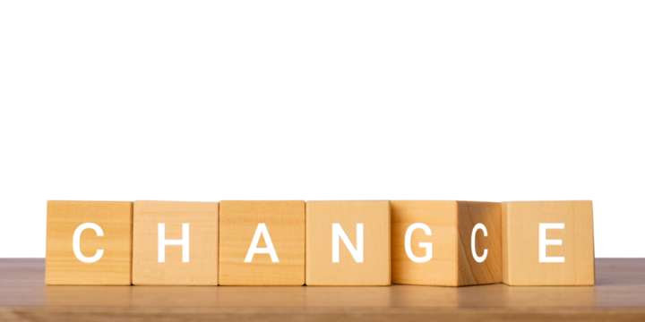 Wooden blocks with misspelled change word for mistake concept, isolated on transparent background