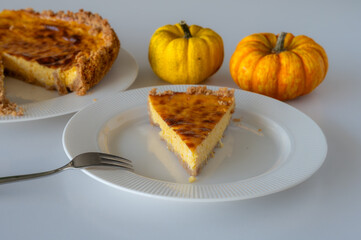 Slice of Homemade Pumpkin Cheesecake