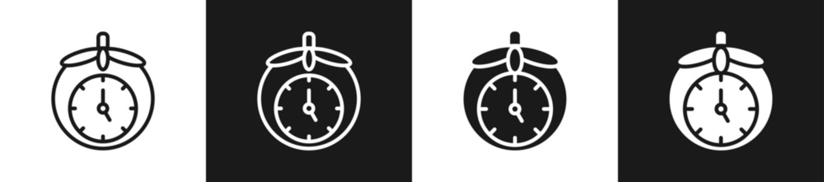 Pomodoro Timer Line N Glyph Icon Styles In Black And White Background