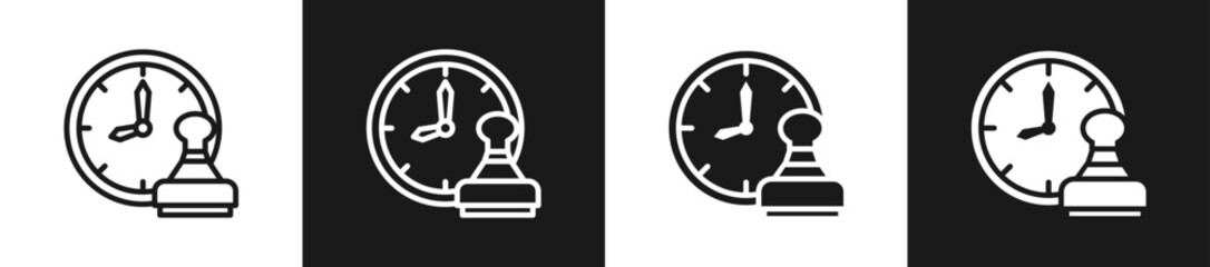 Time Stamping Line N Glyph Icon Styles In Black And White Background