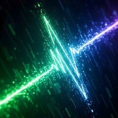 Digital pulse gradient shifting from electric green into deep cobalt