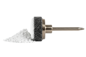 Dental polishing wheel and abrasive powder for prophylaxis on a transparent background
