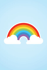 Colorful Rainbow with Clouds Illustration