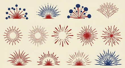Patriotic Burst Collection - Vintage Fireworks and Starburst Designs.