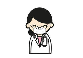 マスクをする女性医師のイラスト