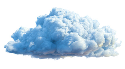 Fluffy volumetric cloud formation with soft blue and white tones, ideal for weather concepts, sky simulation, and atmospheric visuals representing air and nature.