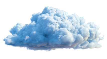 Fluffy volumetric cloud formation with soft blue and white tones, ideal for weather concepts, sky simulation, and atmospheric visuals representing air and nature.